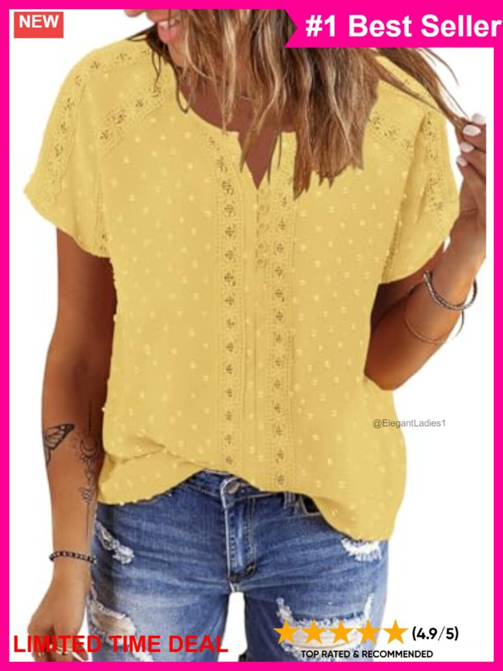 Boho V-Neck Short Sleeve Tunic Top Flowy Casual Blouse